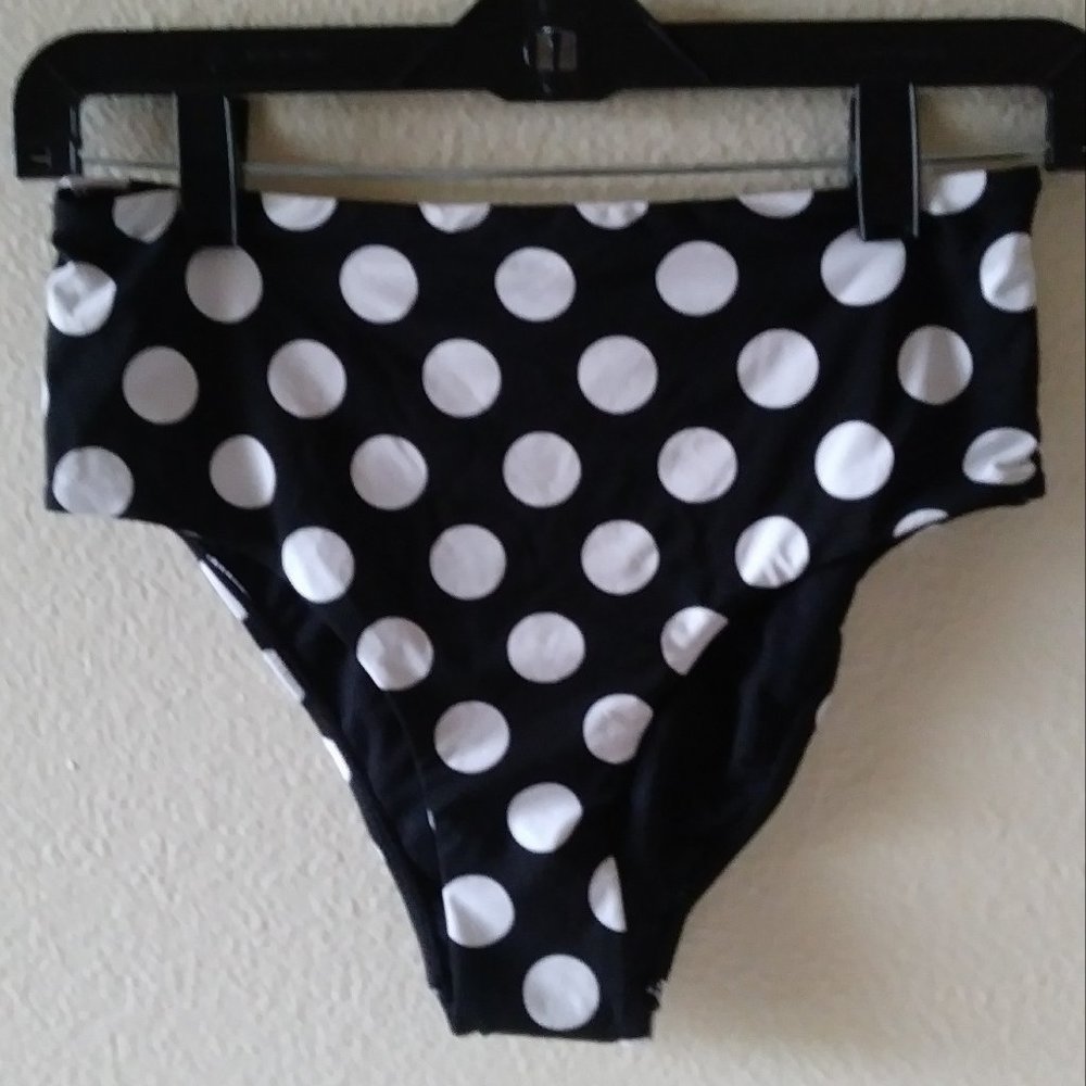 Quint Soul Polka Dot Black Bikini Bottom Small
